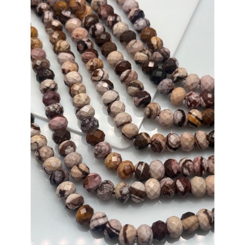 Каменные бусины, Яшма кофейная, рондель, огранка, 8х6 мм, длина нити 37 см