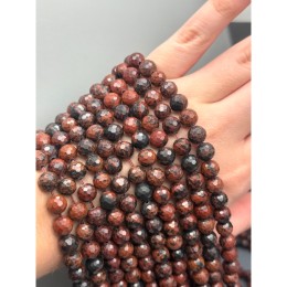 Каменные бусины, Обсидиан коричневый, шарик огранка, 8 мм, длина нити 37 см