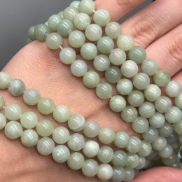 Каменные бусины, Жадеит, шарик гладкий, 8 мм, длина нити 37 см