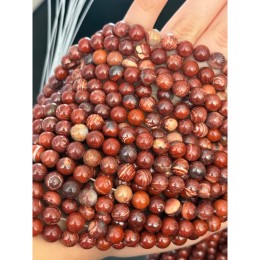 Каменные бусины, Яшма красная, шарик гладкий, 8-8,5 мм, длина нити 38 см