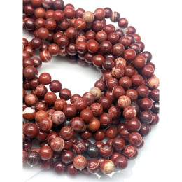 Каменные бусины, Яшма красная, шарик гладкий, 8-8,5 мм, длина нити 38 см