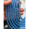 Каменные бусины, Халцедон, голубой, светлый, тонированный, шарик гладкий, 8 мм, длина нити 37 см