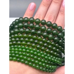 Каменные бусины, Халцедон, зеленый, тонированный, шарик гладкий, 10 мм, длина нити 38 см
