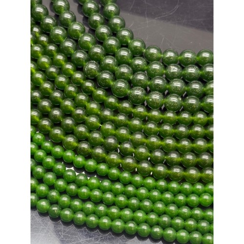 Каменные бусины, Халцедон, зеленый, тонированный, шарик гладкий, 10 мм, длина нити 38 см