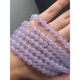 Каменные бусины, Халцедон, сиреневый, тонированный, шарик гладкий, 8 мм, длина нити 37 см