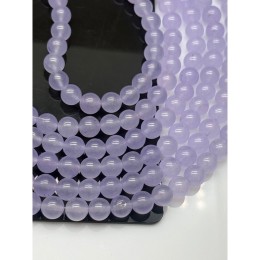 Каменные бусины, Халцедон, сиреневый, тонированный, шарик гладкий, 8 мм, длина нити 37 см