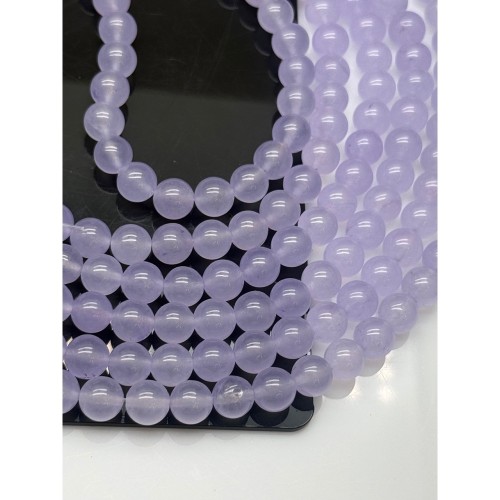 Каменные бусины, Халцедон, сиреневый, тонированный, шарик гладкий, 8 мм, длина нити 37 см