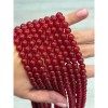 Каменные бусины, Халцедон, красный, тонированный, шарик гладкий, 8 мм, длина нити 37 см