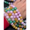 Каменные бусины, Халцедон, микс цветов, тонированный, шарик гладкий, 12 мм, длина нити 37 см