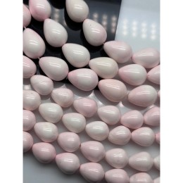 Каменные бусины, Тридакна, розовый цвет, облагороженный, капля, размер 19х14 мм, длина нити 19 см