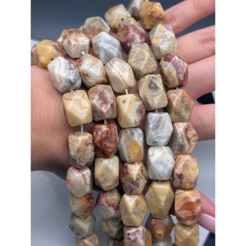 Каменные бусины, Агат кружевной, (Crazy Agate), огранка, фриформы, размер ~18х13 мм, длина нити 20 см