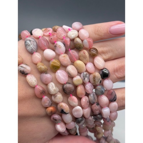 Каменные бусины, Опал, розовый, фриформы, 10х8 мм, длина нити 38 см
