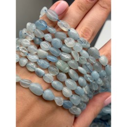 Каменные бусины, Аквамарин, голубой берилл, фриформы, размер ~11х8 мм, длина нити 38 см