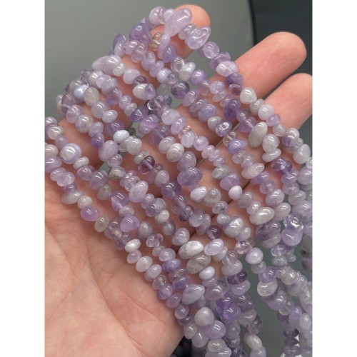 Каменные бусины, Аметист, лавандовый, фриформы, размер ~6х4 мм, длина нити 38 см
