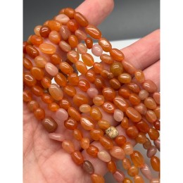 Каменные бусины, Сердолик, фриформы, размер ~8х5 мм, длина нити 38 см