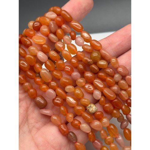 Каменные бусины, Сердолик, фриформы, размер ~8х5 мм, длина нити 38 см