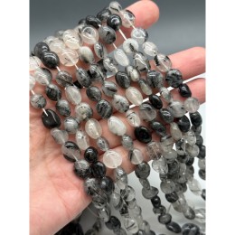 Каменные бусины, Турмалиновый Кварц, фриформы, размер ~10х8 мм, длина нити 38 см