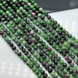 Каменные бусины, Цоизит, шарик гладкий, 4-4,5 мм, длина нити 38 см