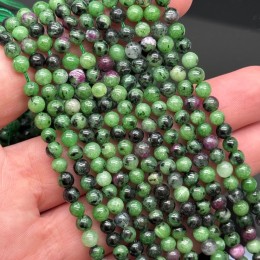 Каменные бусины, Цоизит, шарик гладкий, 4-4,5 мм, длина нити 38 см