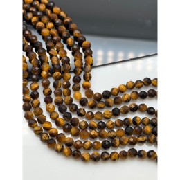 Каменные бусины, Тигровый глаз, шарик огранка, 5,8-6 мм, длина нити 38 см