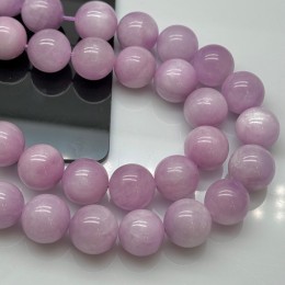Каменные бусины, Кунцит, люкс, шарик гладкий 14 мм, длина нити 19 см