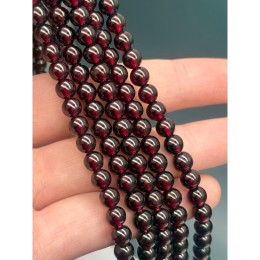Каменные бусины, Гранат, люкс, 4А, шарик гладкий, 6 мм, длина нити 38 см