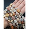 Каменные бусины, Агат кружевной, (Crazy Agate), плоская капля, размер ~18х13 мм, длина нити 39 см