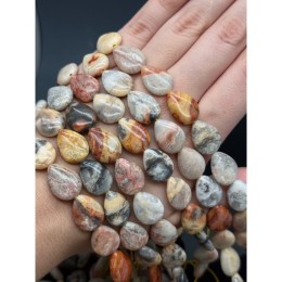 Каменные бусины, Агат кружевной, (Crazy Agate), плоская капля, размер ~18х13 мм, длина нити 39 см