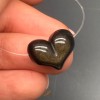 Каменные бусины, Обсидиан золотой, сердце, бусина резная, размер 17х14 мм, цена за 1 шт.