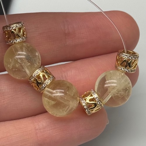 Разделитель со стразами (цирконами), латунь, цвет золото, размер 7,5х6 мм, цена за 1 шт.
