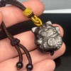 Подвеска, Обсидиан серебристый, люкс, "Манэки-Нэки", бусина резная, размер 30х25 мм, цена за 1 шт.