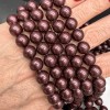 Жемчуг Майорка, искусственный, коричневый (бургунди), шарик гладкий, 10 мм, длина нити 39-40 см