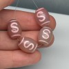 Бусина Дзи "839", Денежный крючок, агат, халцедон розовый, размер 15х12 мм, цена за 1 шт
