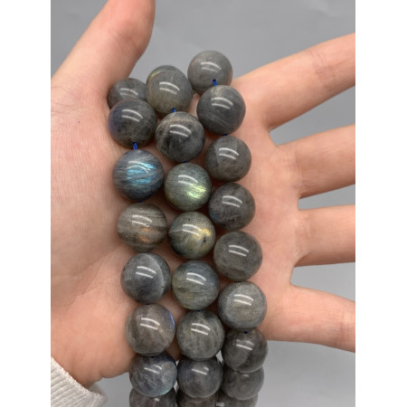 Каменные бусины, Лабрадор, шарик гладкий, 15,5-16 мм, длина нити 19 см