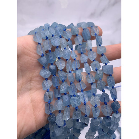Каменные бусины, Аквамарин, Голубой Берилл, не обработанный, 9-10 мм, длина нити 38 см