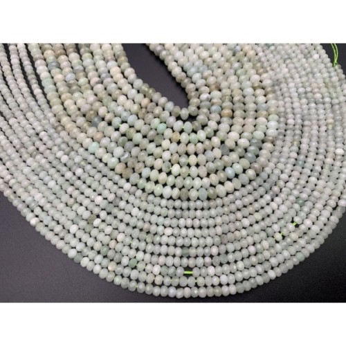 Каменные бусины, Нефрит Бирма, рондель огранка, 2х3 мм, длина нити 38 см