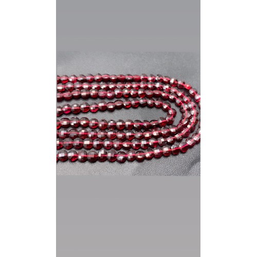 Каменные бусины, Гранат, люкс, монетка, огранка, 6х3 мм, длина нити 38 см