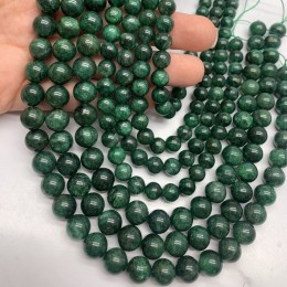 Каменные бусины, Фуксит, шарик гладкий, 10 мм, нить 38 см