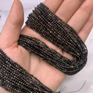 Каменные бусины, Эфиопский Чёрный Опал, матричный, шарик огранка, 2 мм, длина нити 38 см