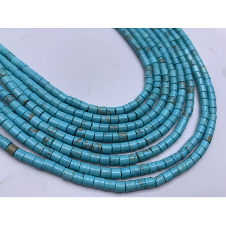 Каменные бусины, Говлит голубой, трубочки, 3,5х3,5 мм, длина нити 38 см