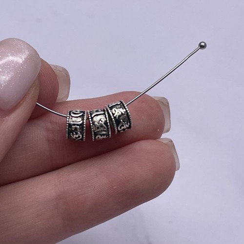 Разделитель, "Мантры" (широкое отверстие), тайское серебро, размер 7 х 4 мм, цена за 1 шт.