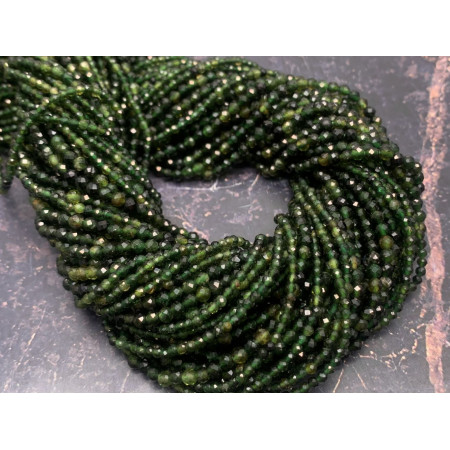 Каменные бусины, Турмалин, Зелёный, люкс, ювелирная огранка, шарик, 2 мм, длина нити 38 см