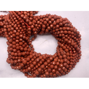 Каменные бусины, Яшма, красная, шарик огранка, 4,5 мм, длина нити 38 см