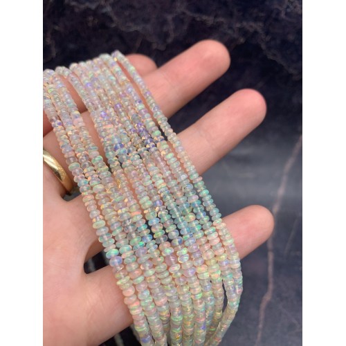 Каменные бусины, Опал, Эфиопский, люкс, рондель, переходный размер до 3х2 мм, нить 38 см