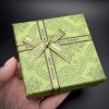 Подарочная коробочка, с ложементом, цвет зеленый с узором, размер 90х90х30 мм, цена за шт