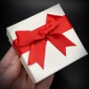 Подарочная коробочка, с ложементом, цвет белый с красным бантом, размер 73х73х35 мм, цена за шт