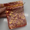 Мешочки, органза, с узором, 100 шт, размер 10х14 см, цвет красный