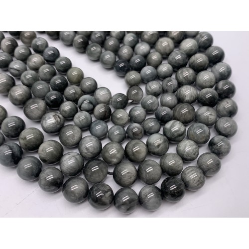 Каменные бусины, Хризоберилл, Кошачий глаз, серый, шарик гладкий, 10 мм, длина нити 38 см