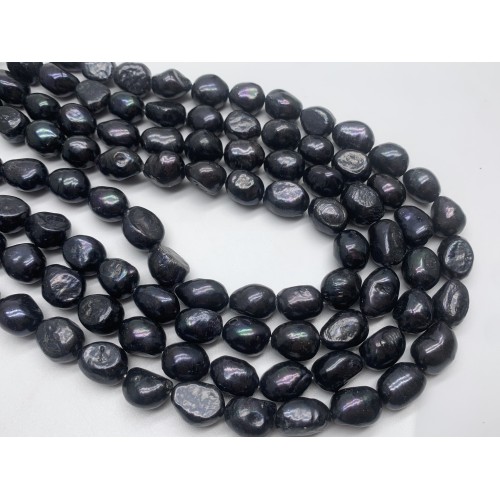 Каменные бусины, Жемчуг, чёрный, фриформы, 10 - 11 мм, длина нити 38 см