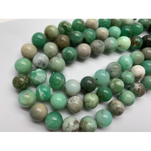 Каменные бусины, Хризопраз, шарик гладкий, 12 мм, длина нити 38 см